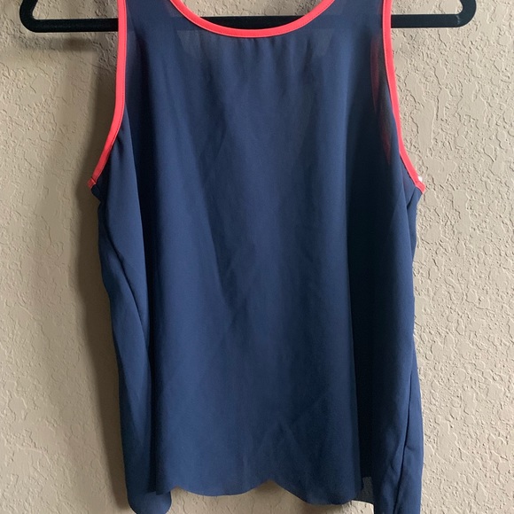 Blue and Pink Tank-Top Blouse with Ribbon Bow. - Picture 3 of 8